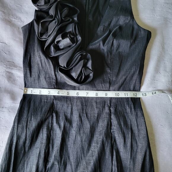 Cache Black Deep V-Neck 3D Floral Bodycon Party Cocktail Dress sz 2 - Picture 8 of 10